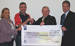 Pictured to the right is the latest lotto jackpot winner Tommy Coleman with a cheque for 18,400.